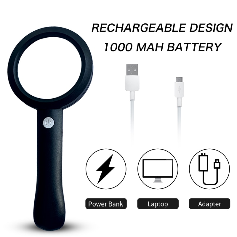 10X Magnifying Glass with Light for Reading Premium Handheld Magnifier with Light for Reading, Exploring, Inspection