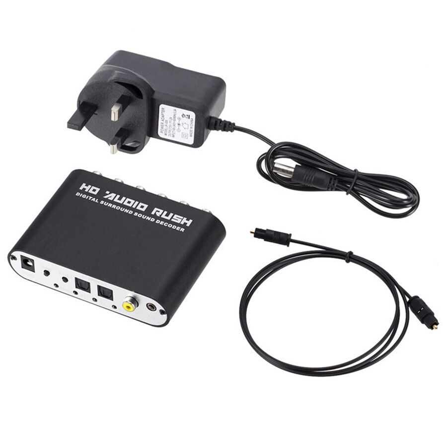 Convertisseur Audio numérique vers analogique, AUX 3.5mm vers 6RCA 5.1 canaux stéréo USB DAC convertisseur Audio AC3 décodeur de son optique SPDIF Coaxial: UK plug