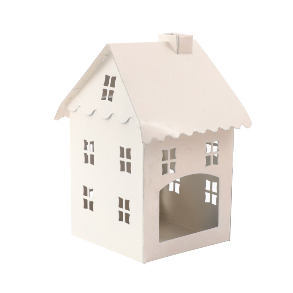 Candlestick White Iron House Shaped Lantern Crafts for Living Room Home Wedding: Default Title