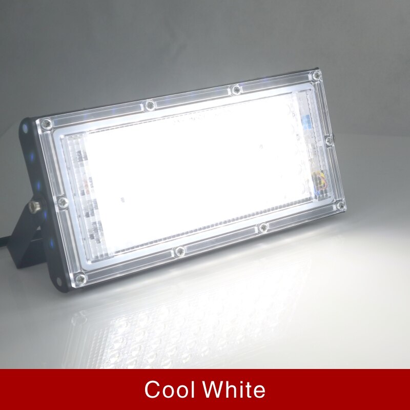 Led-schijnwerper 50W 220V Buitenschijnwerper IP65 Waterdichte LED-straatlantaarn Koud/Warm wit Rood Groen Blauw RGB Spotlight: WIT