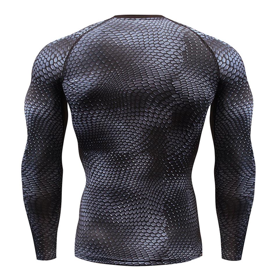 MMA-ensemble de Compression peau de serpent 3D pour hommes, pour jogging, Fitness, chemise et pantalon avec collants d'entraînement, manches longues