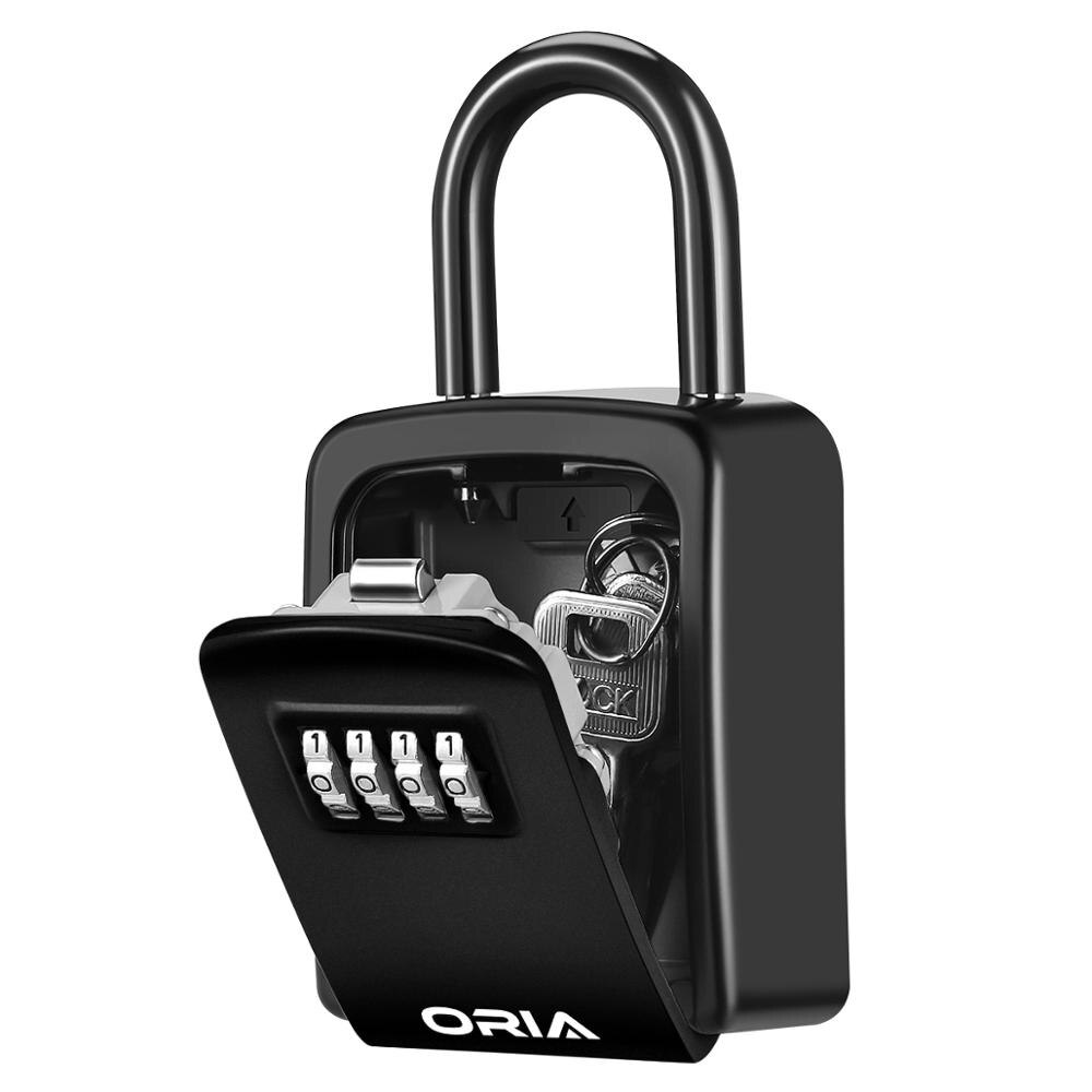 ORIA Key Lock Box Wall Mounted Key Safe Box Weatherproof 4 Digit Combination Key Storage Lock Box Indoor Outdoor Key Holder: A2