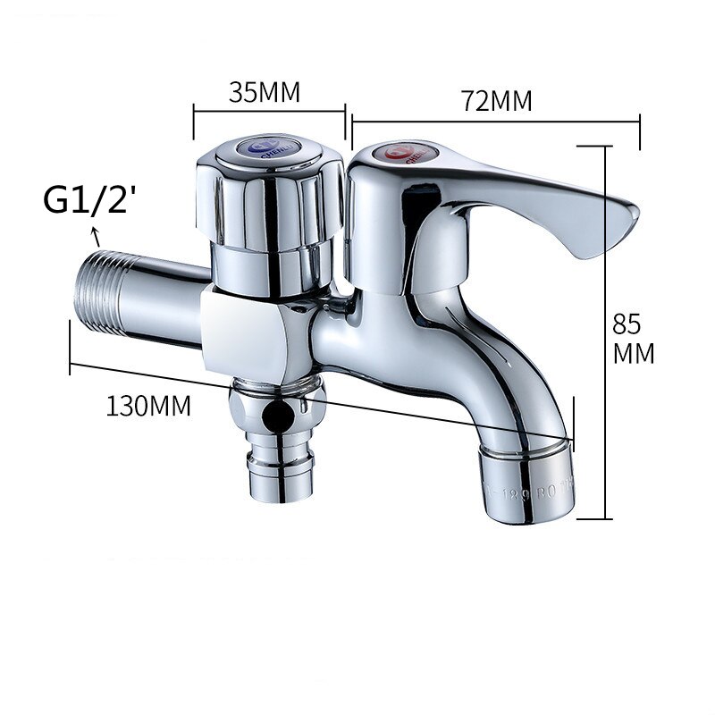 1pc Multi-function Faucet Double Faucet Quick Open Single Cold Bibcocks G1/2' Washing Machine Tap: C