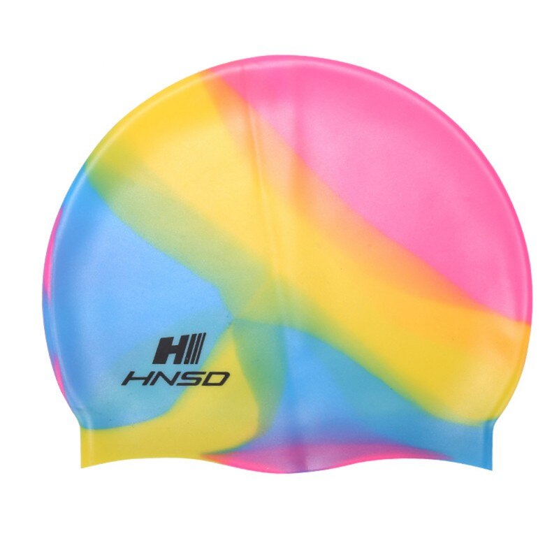 Sports Waterproof Silicone Elastic Protection Long Hair Sports Swimming Cap High Elastic Headless Swimming Hat: C
