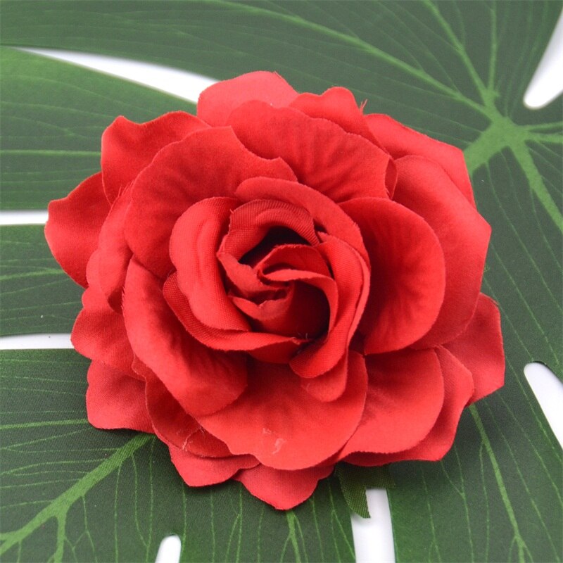 3Pcs 10 Cm Grote Kunstmatige Rose Silk Flower Heads Voor Bruiloft Decoratie Diy Krans Geschenkdoos Scrapbooking Craft Nep bloemen: Red