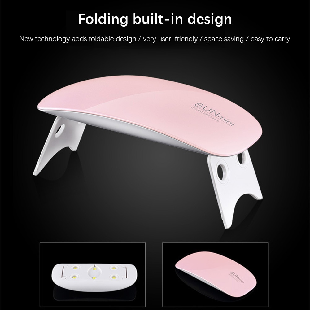 6w mini uv led negletørrer usb drevet manicure gel lak hærdningslampe neglesalon neglelampe lak hærdende bagelys