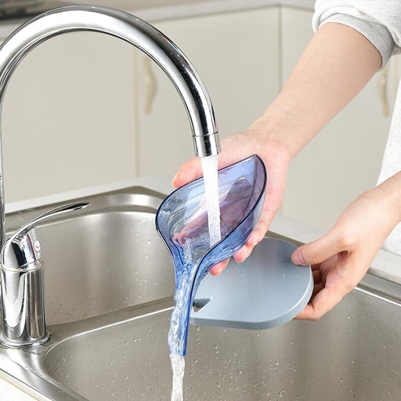 Såpeholder såpeskål oppbevaringsboks avløp baderomsorgan såpebrett sugekopp tørr bladform hjemmedekorasjon