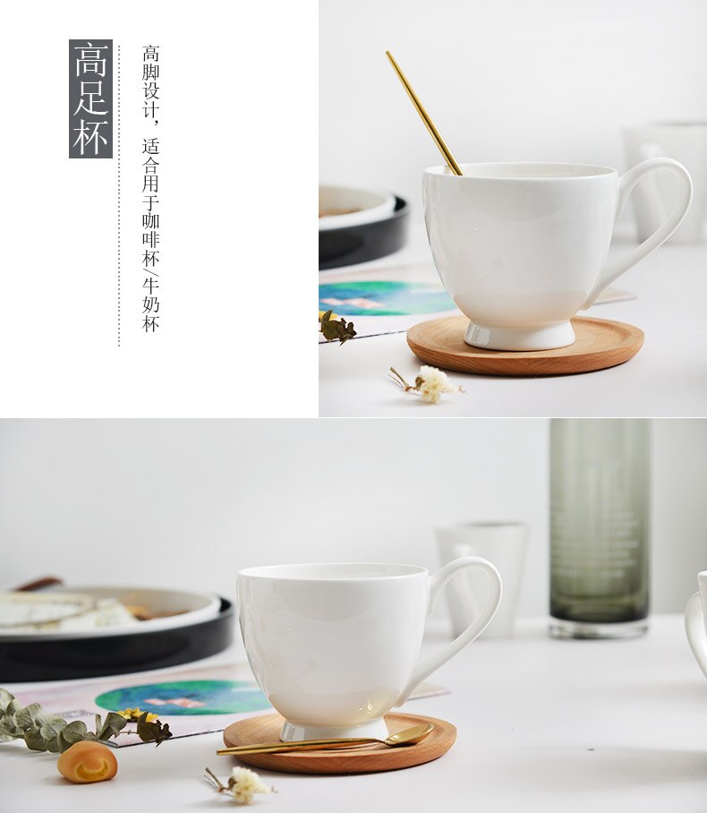 Taza blanca pura para el hogar, taza sencilla, Taza de cerámica para agua, taza de café de china, taza creativa para leche