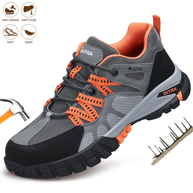 Men Safety Work Shoes Anti-Smashing Safety Shoes Steel Toe Boots for Male Indestructible Man Construction Safety Sneakers