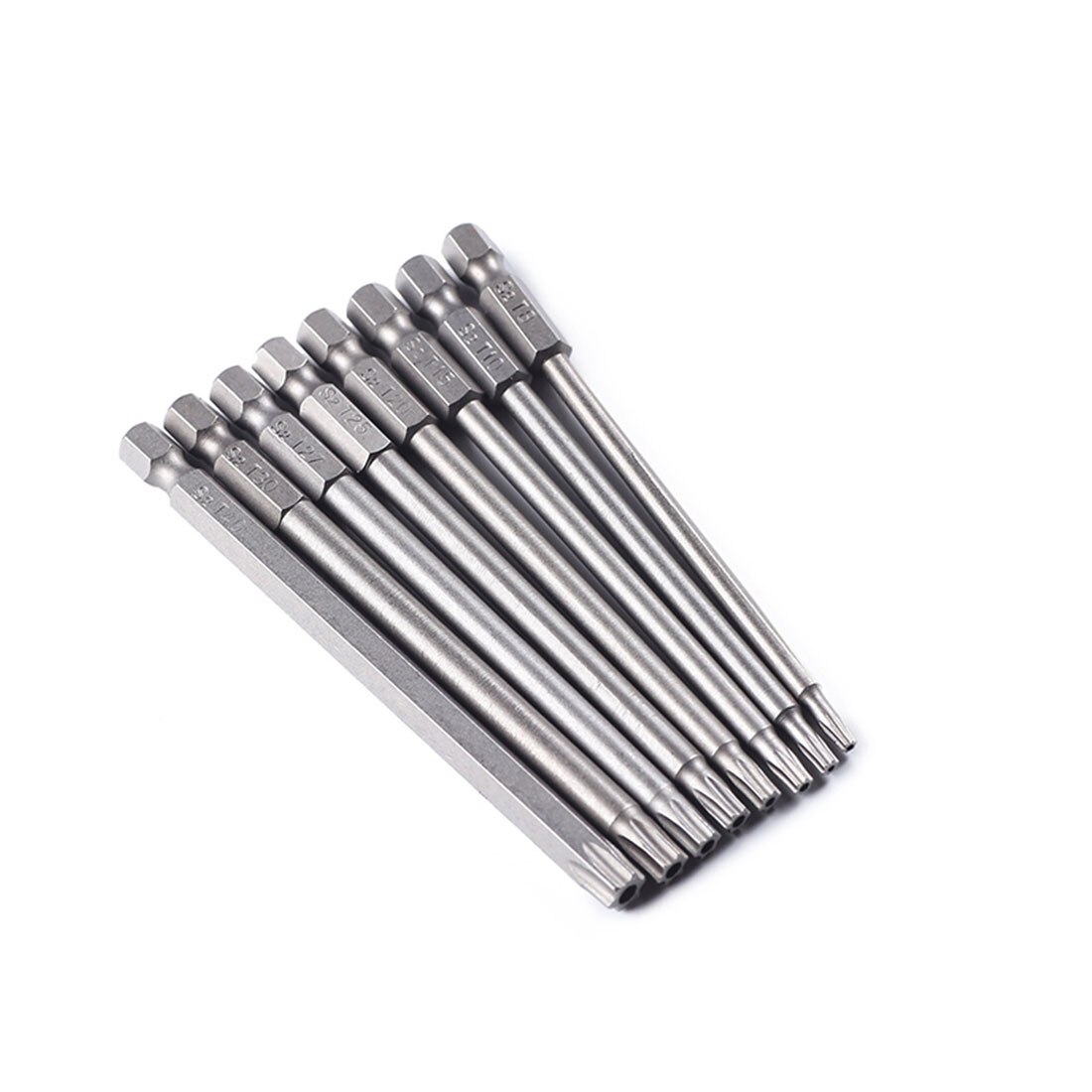 1/4 sekskantede skruetrækker bits 8 stk / 12 stk / 50pc sikkerheds bit sæt manipulationssikker skruetrækker bor bit skruetrækker bit torx fladt hoved: 8 stk  t8-t40 100mm 