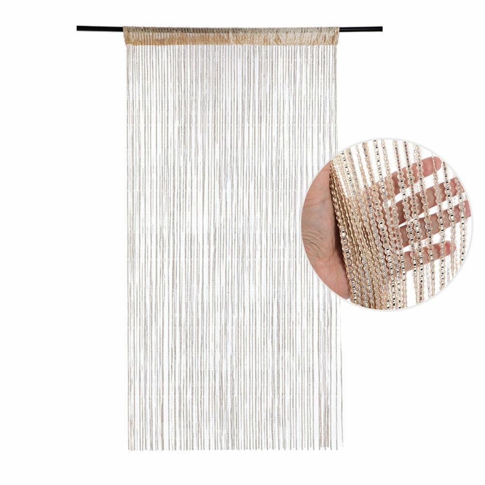 100 x 200cm hængende perlegardin snor dør vinduesgardiner kvast fluenet panel til køkken stue: Champagne