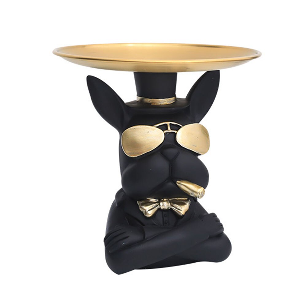 nordycki buldog francuski rzeźba figurka psa statua biżuteria przechowywania tabeli dekoracji prezent pas płyta okulary taca Dom Sztuka statua: czarny