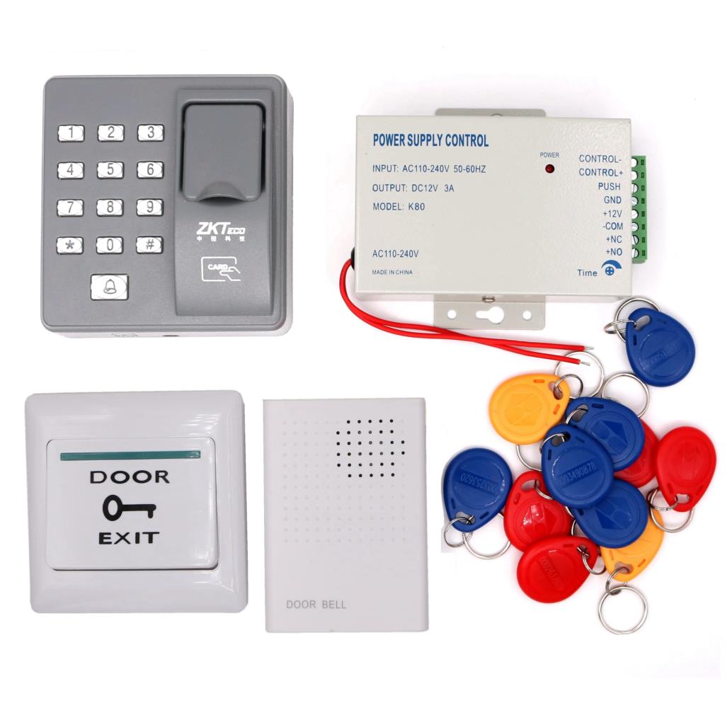 Biometric RFID 125KHz Proximity Card Door Entry Building Door Access Control System (Keypad Power Exit button Doorbell Keyfob): Card Finger Gray