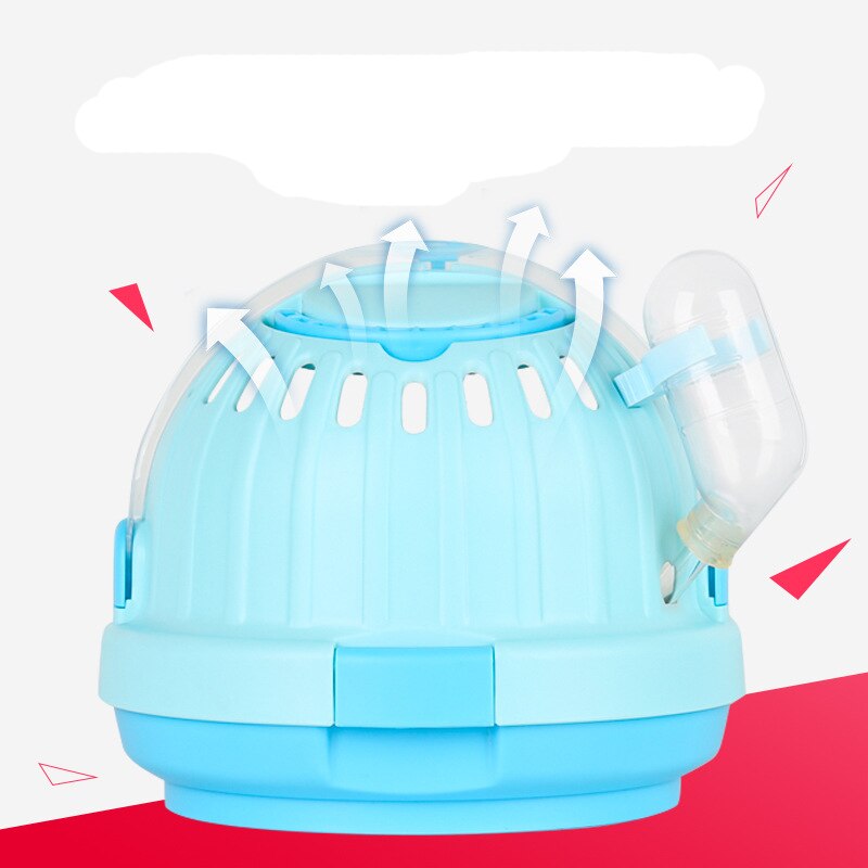 Jaula de plástico transpirable para hámster, jaula transparente con forma de ovni, casa de viaje, portátil, caja de transporte para mascotas pequeñas al aire libre, 1 ud.