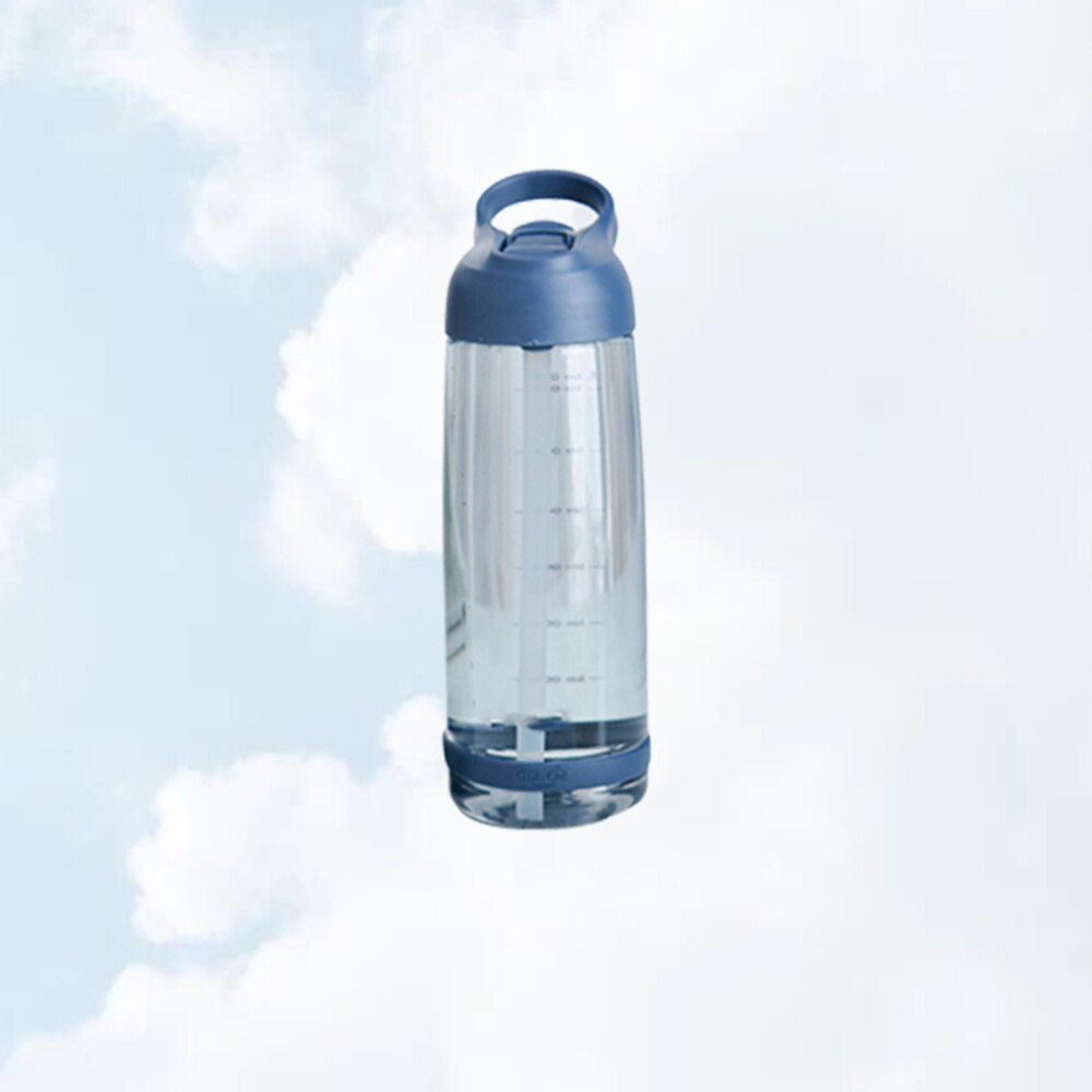 550ml Portable Drinking Water Bottle High Capacity Space Cup Sports Gym Training Water Bottle with Straw and Handle (Blue): Blue