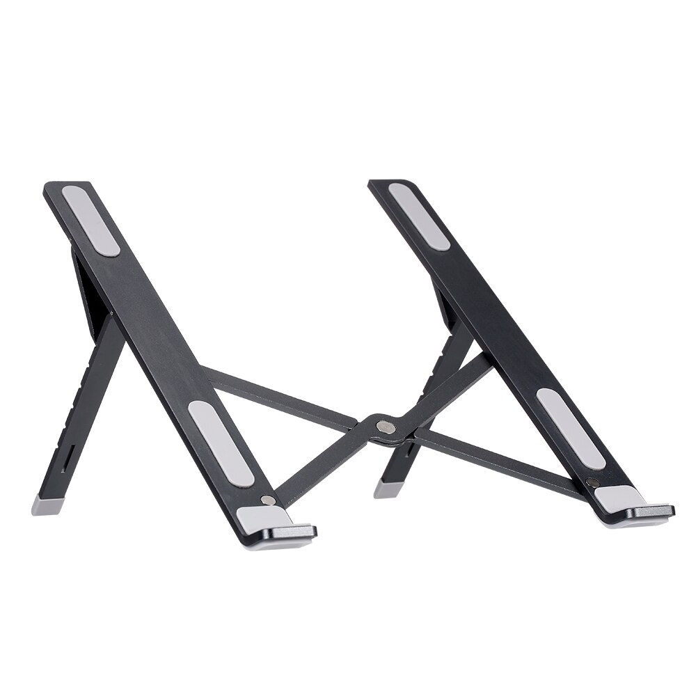 Laptop Tablet Bracket 6-level Adjustable Laptop Stand Portable Folding Aluminum Alloy Non-slip for Laptop Tablet Book: Black