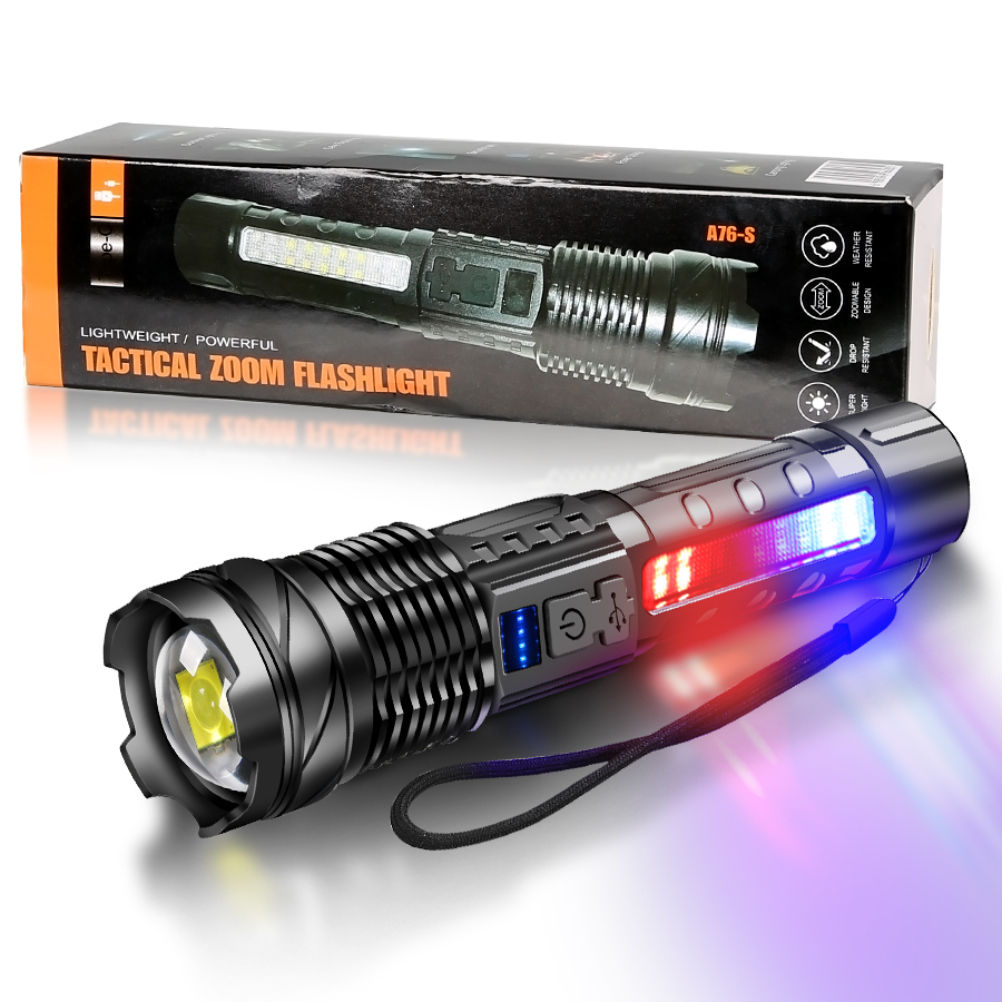 Krachtige XHP50 LED-zaklamp Waterdichte 18650-zaklamp met zijlicht 7 modi Camping Vissen Lantaarn USB oplaadbare zoomlamp: Warm White