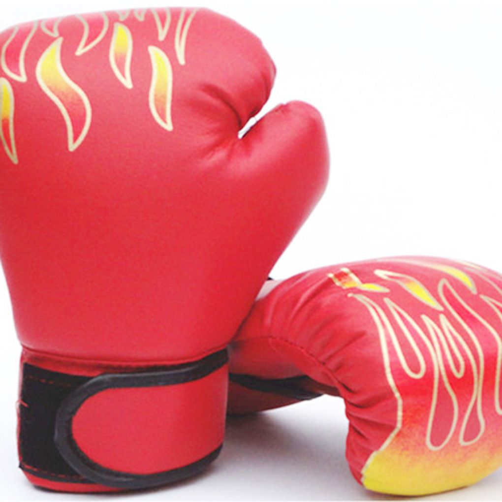Børn børn bokse handsker flamme mesh åndbar pu læder flamme handsker sanda boksning træning handske