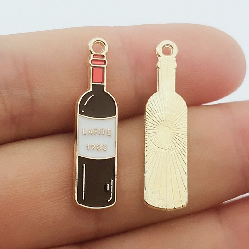 10 st vinflaska och kopp emaljberlock för smyckenstillverkning örhängen armband halsband berlocker gör-det-själv smycketillbehör