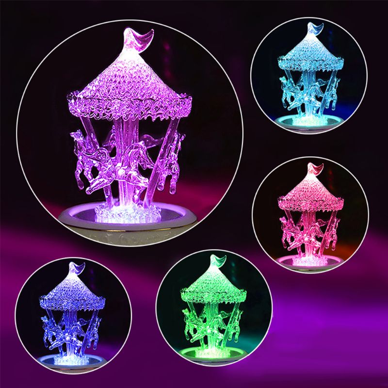 Crystal Carousel Music Box Luminous Bluetooth Rotating Musical Box Xmas