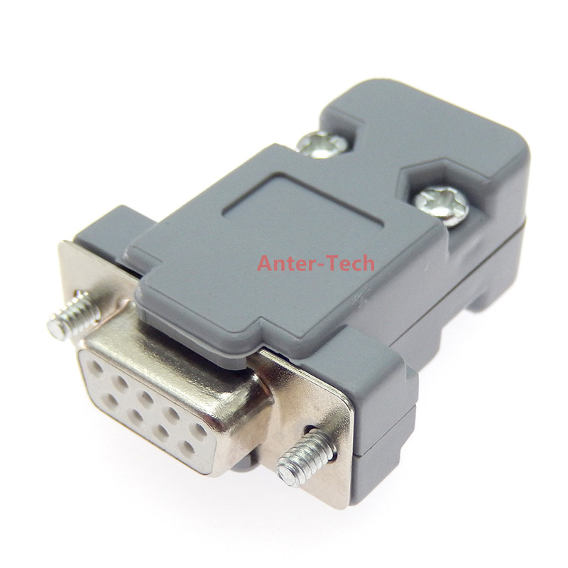 DB-9 DB9 RS232 conector macho hembra con enchufe D-Sub conector PCB de 9 pines carcasa protectora: Lavanda