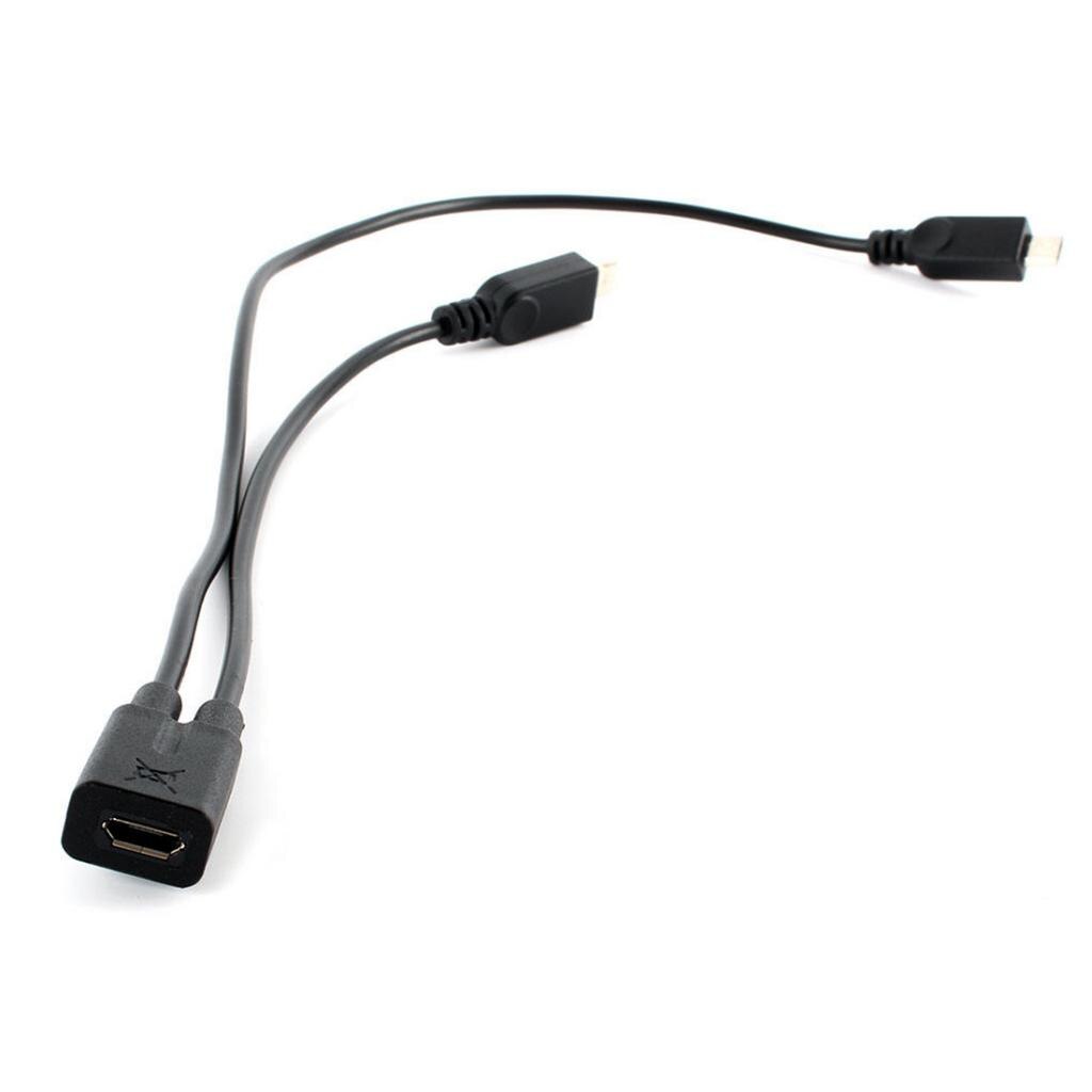Micro USB 2.0 Y Splitter 1 Female To 2 Male Data Charge Cable Extension Cord
