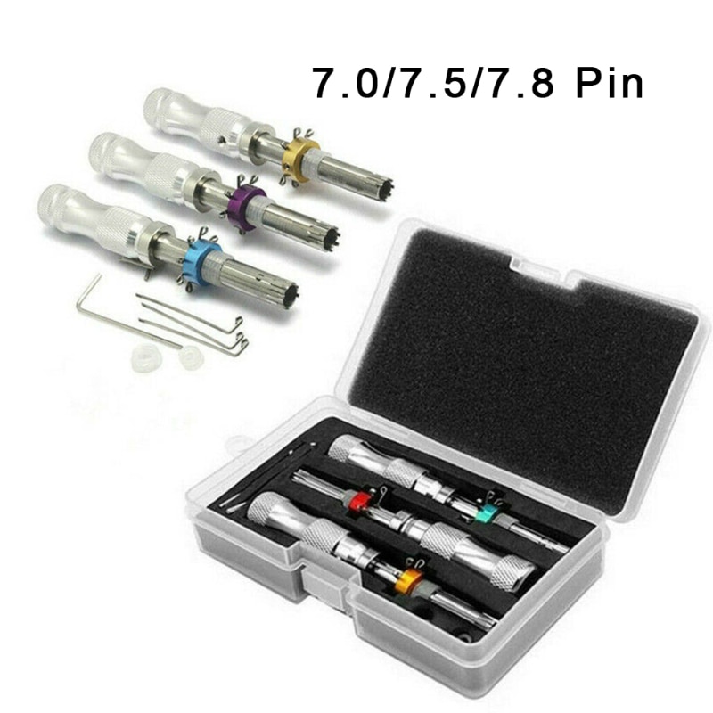 3Pcs 117Mm Verstelbare Volledige Kit Accessoires Buisvormige 7 Pins Rvs Sliver Geschulpte Pin Relief Smith Tool Apparatuur