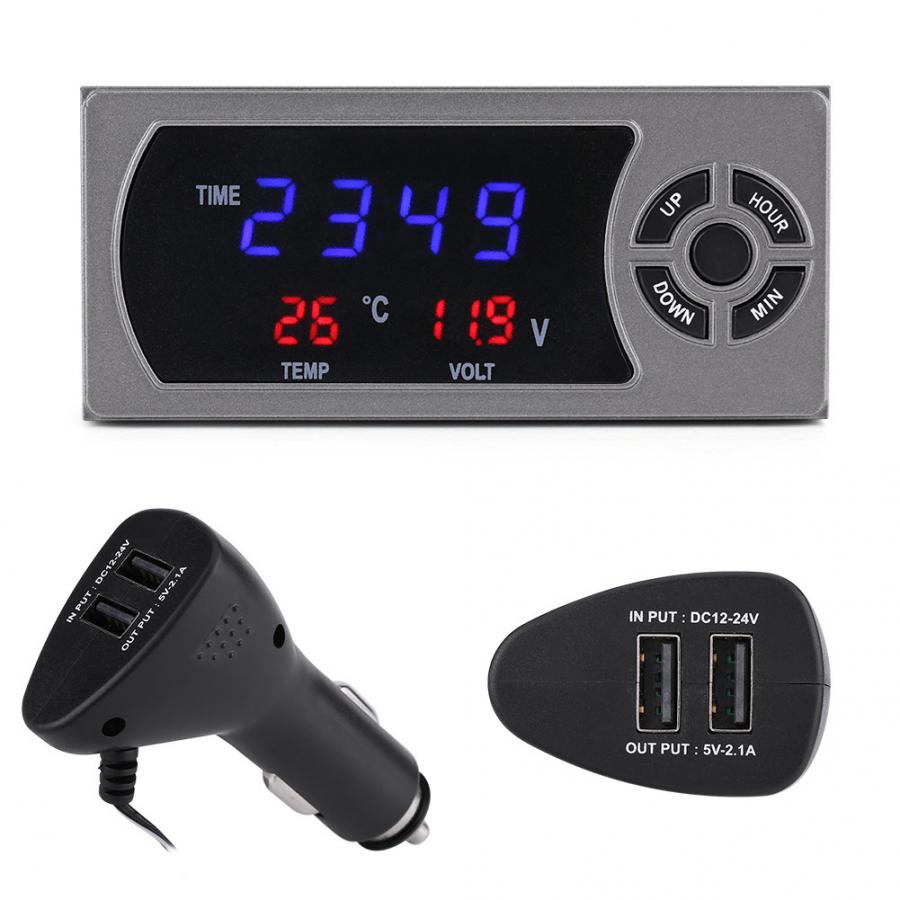 digital clock in car 3 in 1 12-24V Car Vehicle LED Digital Clock Thermometer Voltmeter clock time