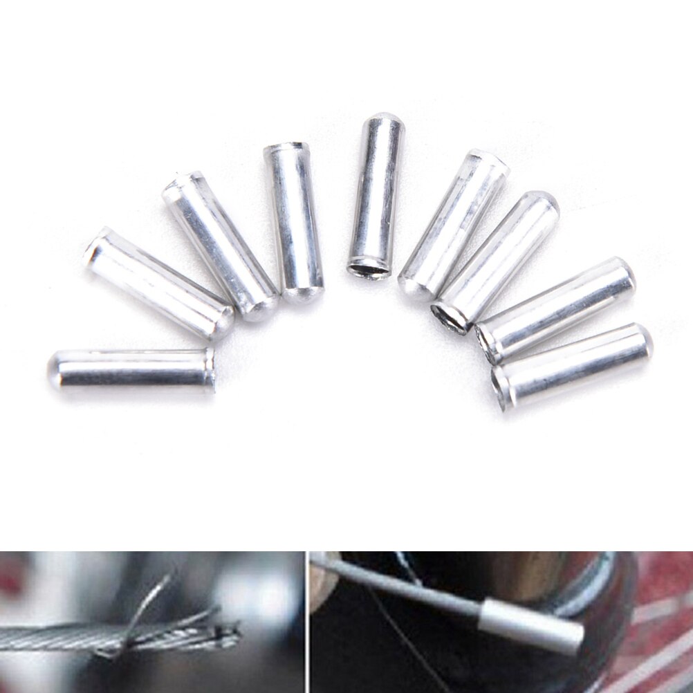 100x Bicycle Bike Brake Cable Tips Shifter Caps End Crimp Silver