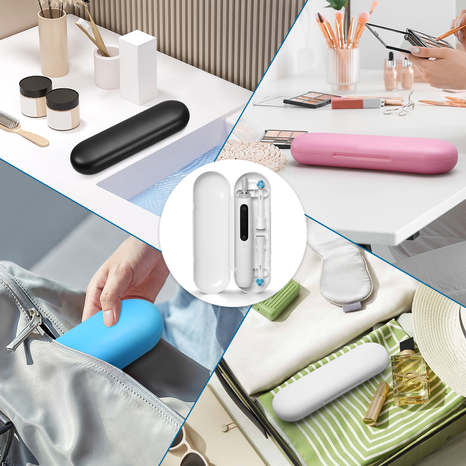 1 x Reisebox für elektrische Zahnbürsten, kompatibel mit Oralb io, tragbare staubdichte Zahnbürstenbox