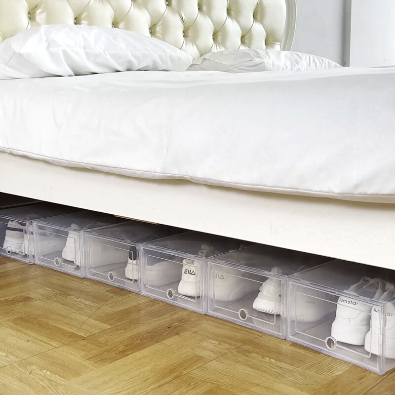 6 unids/set doble zapatos de plástico caso engrosada transparente cajón caso caja de plastico para zapatos caja apilable organizador de zapatos caja de zapatos