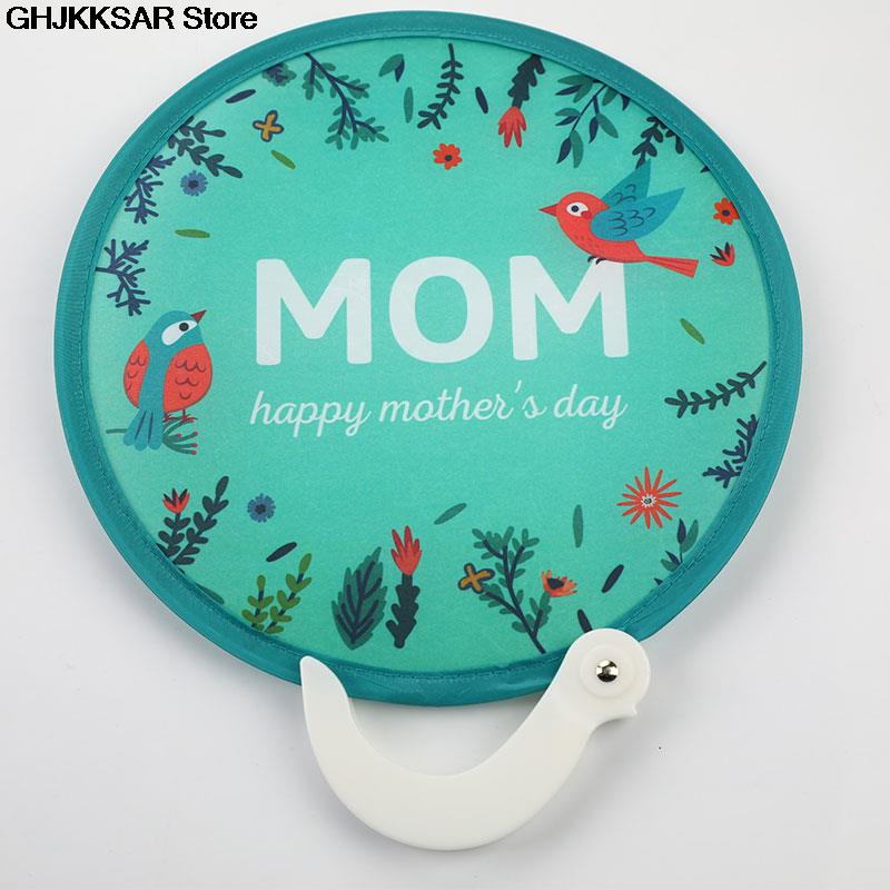 1Pc Draagbare Vouwen Fan Met Handvat Cartoon Mini Fan Vrouwen Zomer Ronde Fan Creatieve Party: F