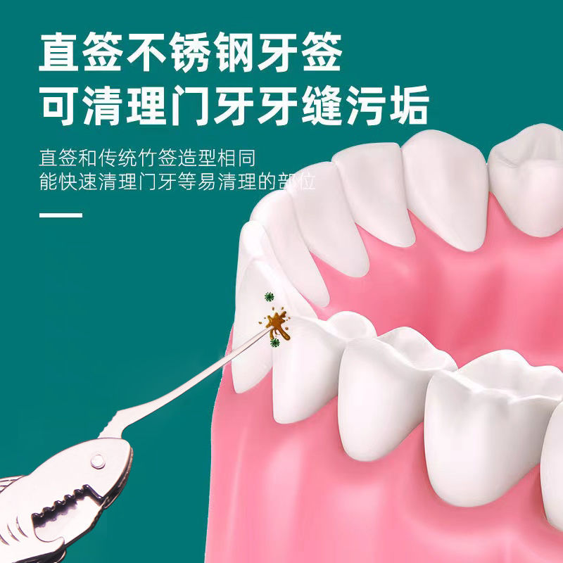 Hoogwaardige Tandenstoker Rvs Floss Pick Tand Draagbare Ultra-Fijne Haak Flesopener