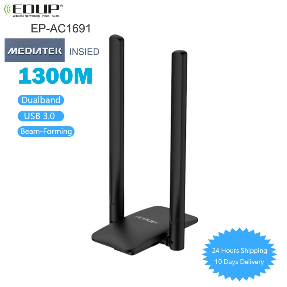 EDUP 1300Mbps USB 3.0 WIFI Adapter Dual Band 5Ghz/2.4Ghz USB AC Network Card Wifi Long Range Receiver Antena for Laptop Desktop