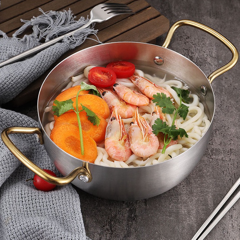 Stainless Steel Instant Noodle Pot Ramen Pot Small Cooking Pot Seafood Troop Pot Double Ear Pot Kitchen Cookware