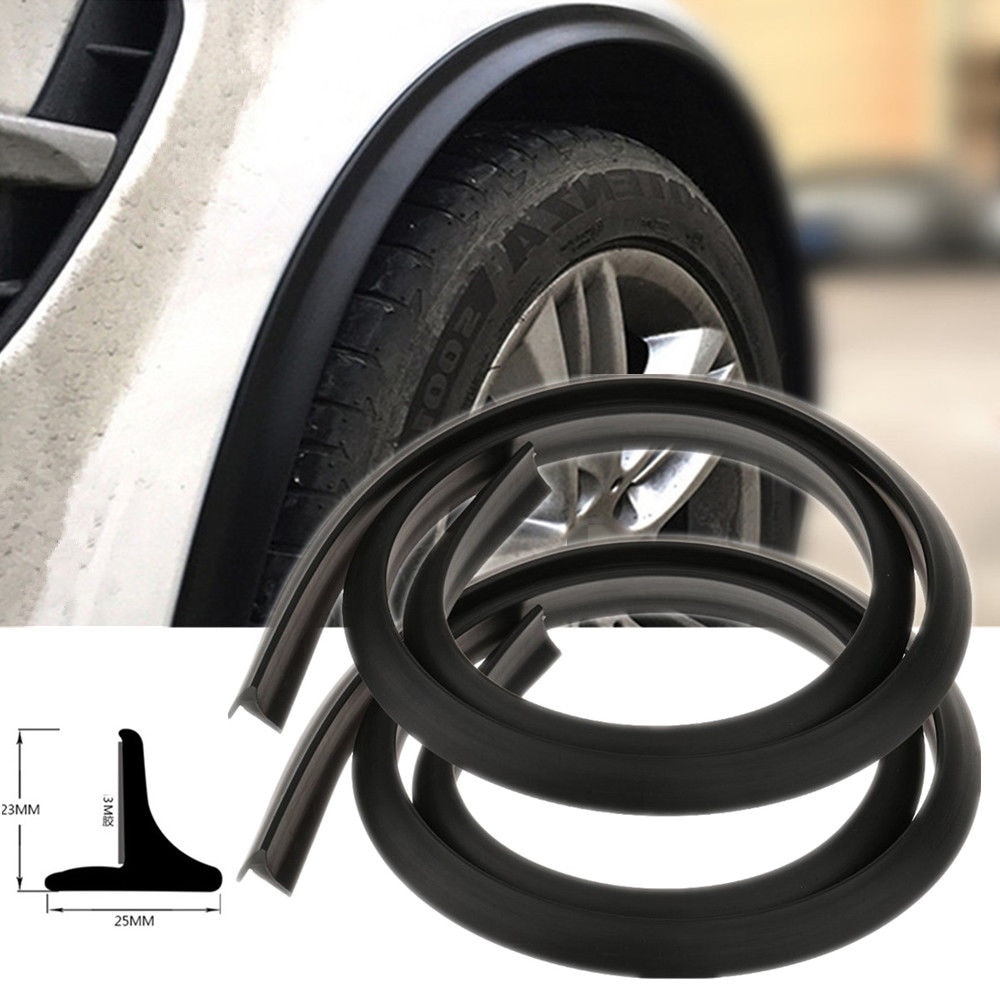 Svart 2 st 1.5m/4.92 "universal bilhjul panna gummi fender rem gjutning blossar trim stick out edge fender