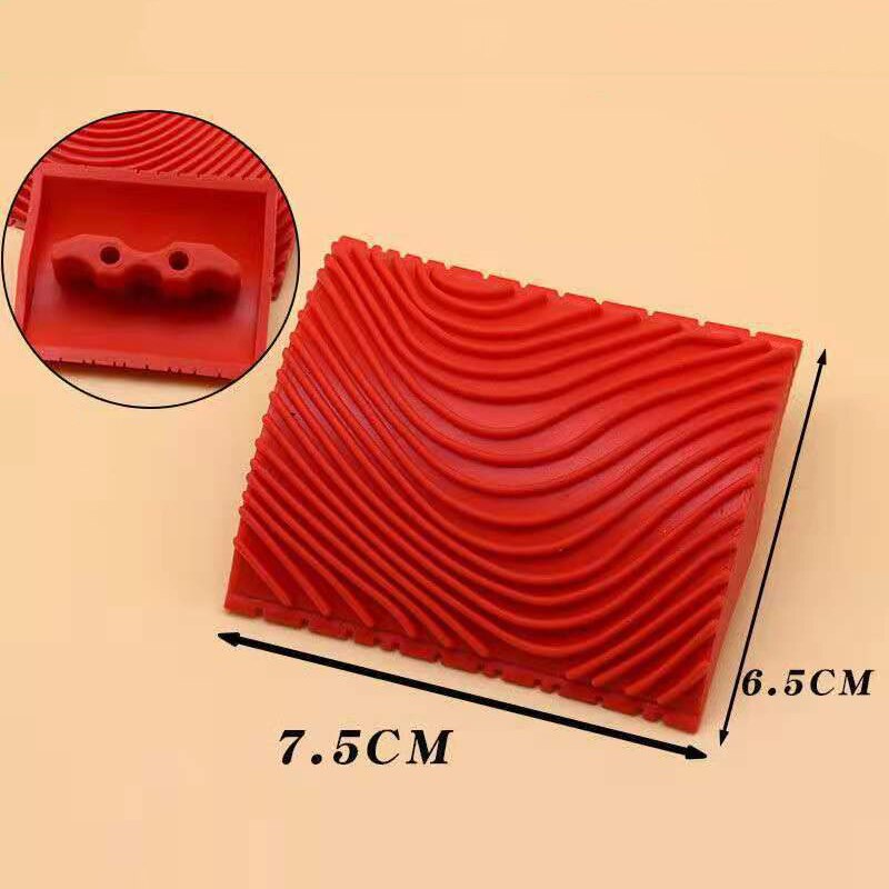 Ferramenta de pintura de parede em borracha, conjunto de ferramentas para decoração de parede doméstica diy, vermelho 2 em 1, ferramenta de granulação de madeira ud88
