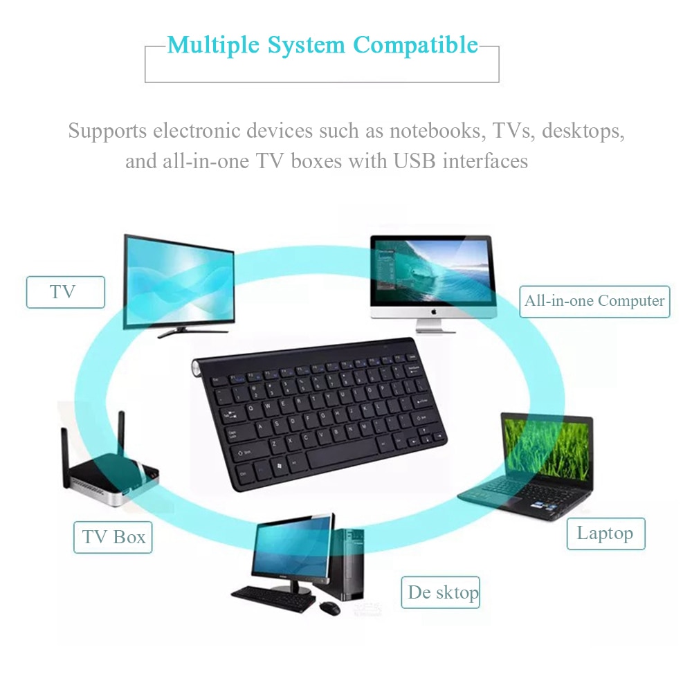 Ultra tyndt 2.4g trådløst tastatur og mus sæt multimedie saksetaster tastatur mus combo sæt til bærbar notebook desktop