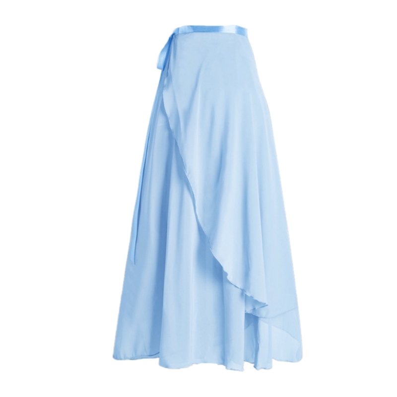 Lange Tanzröcke für Damen, Chiffon-Wickelrock, Mädchen, asymmetrischer Ballett-Wickelrock: Grau