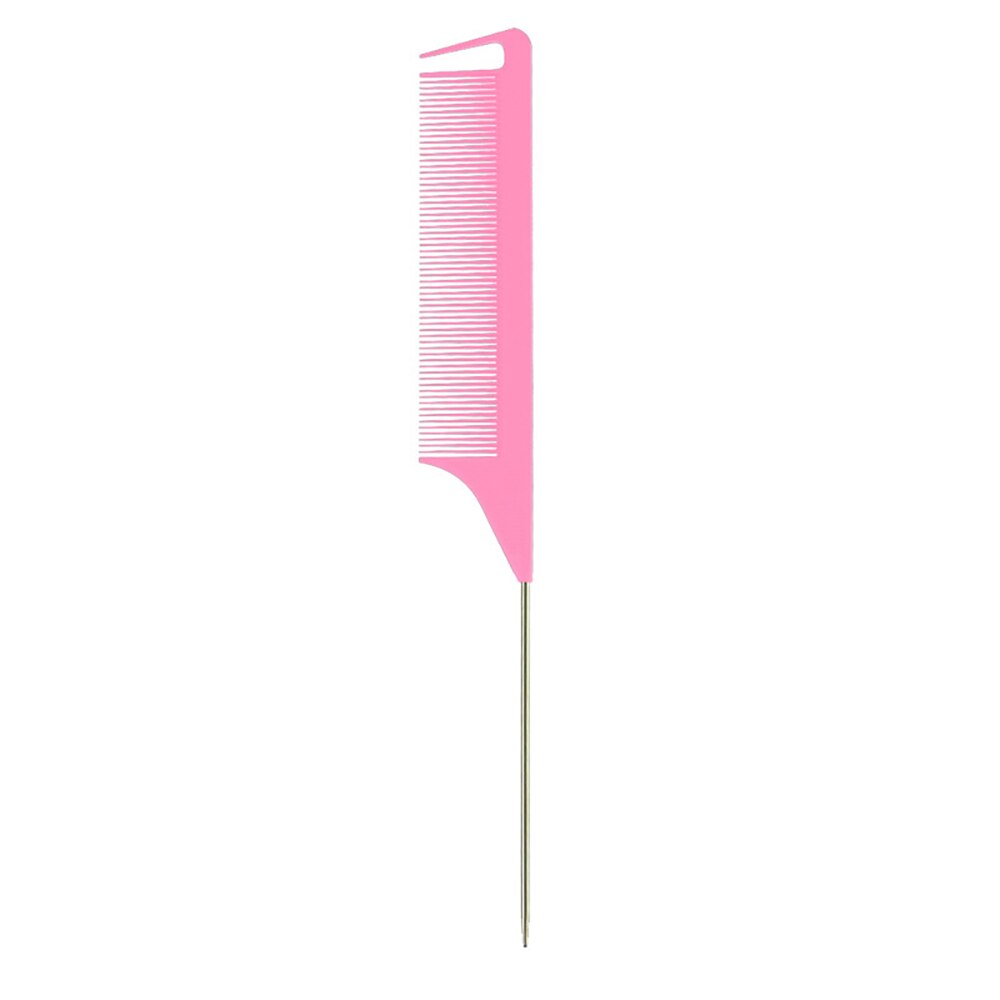 Combs Hair Salon Dye Comb Separate Parting For Hair Styling Hairdressing Antistatic Comb Metal Pin Hair Style Rat Tail Comb: pink