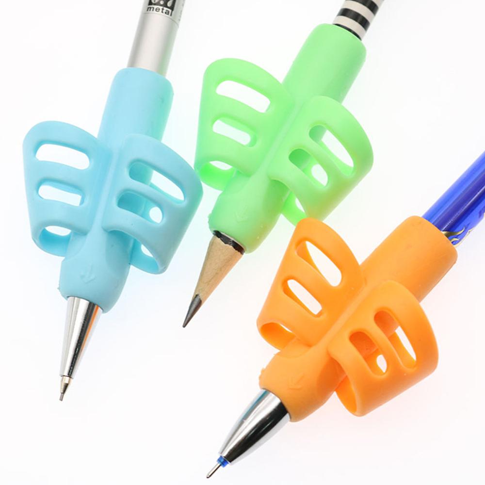 3 stk. tofinger penholder silikone baby læringsskrivningsværktøj korrektionsenhed blyantsæt papirvarer korrekt fingerposition