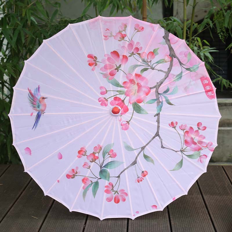 Ancient Style Printed Silk Fabric Tassel Umbrella Decoration Oil Paper Umbrella Hanfu Umbrella Classical Sun Protection Parasol: PURPLE