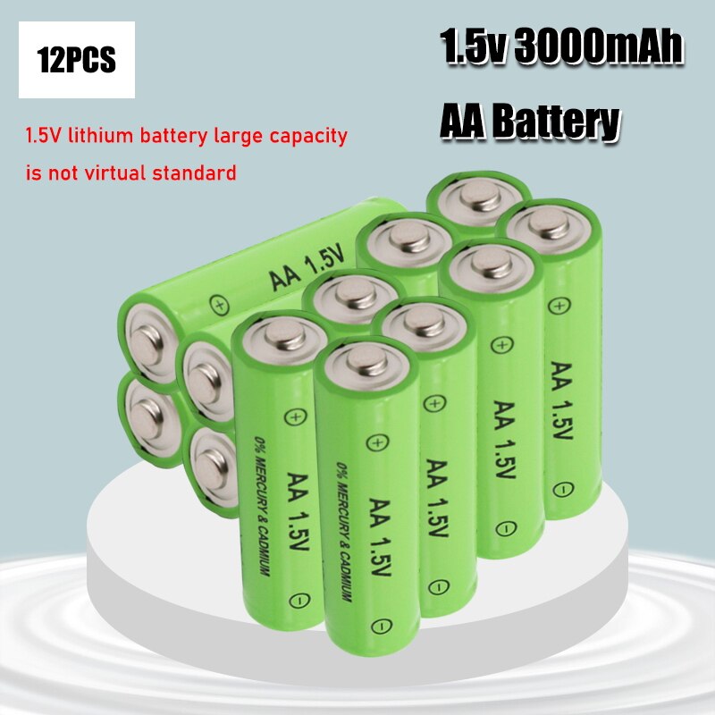 1.5V 3000mah AA Battery alkaline Rechargeable Battery 2100mah 1.5V AAA Battery for Flashlight rechargeable Battery: 12PCS