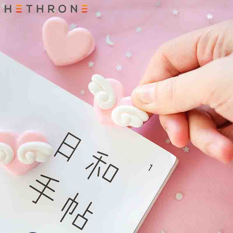Hethrone 1 stk kawaii pink love wings japansk pige papirklip binder klip til foto besked billet fil bogmærke memo klip