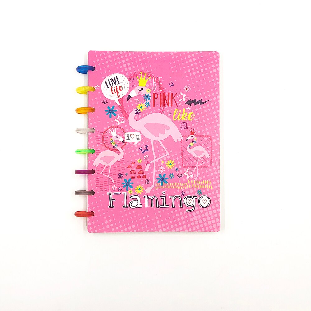 Fromthenon happy planner diskindbundet notesbog journal ringbind ringbind spiral  a5 notesblok papirvarer kontor- og skoleartikler: Flamingo