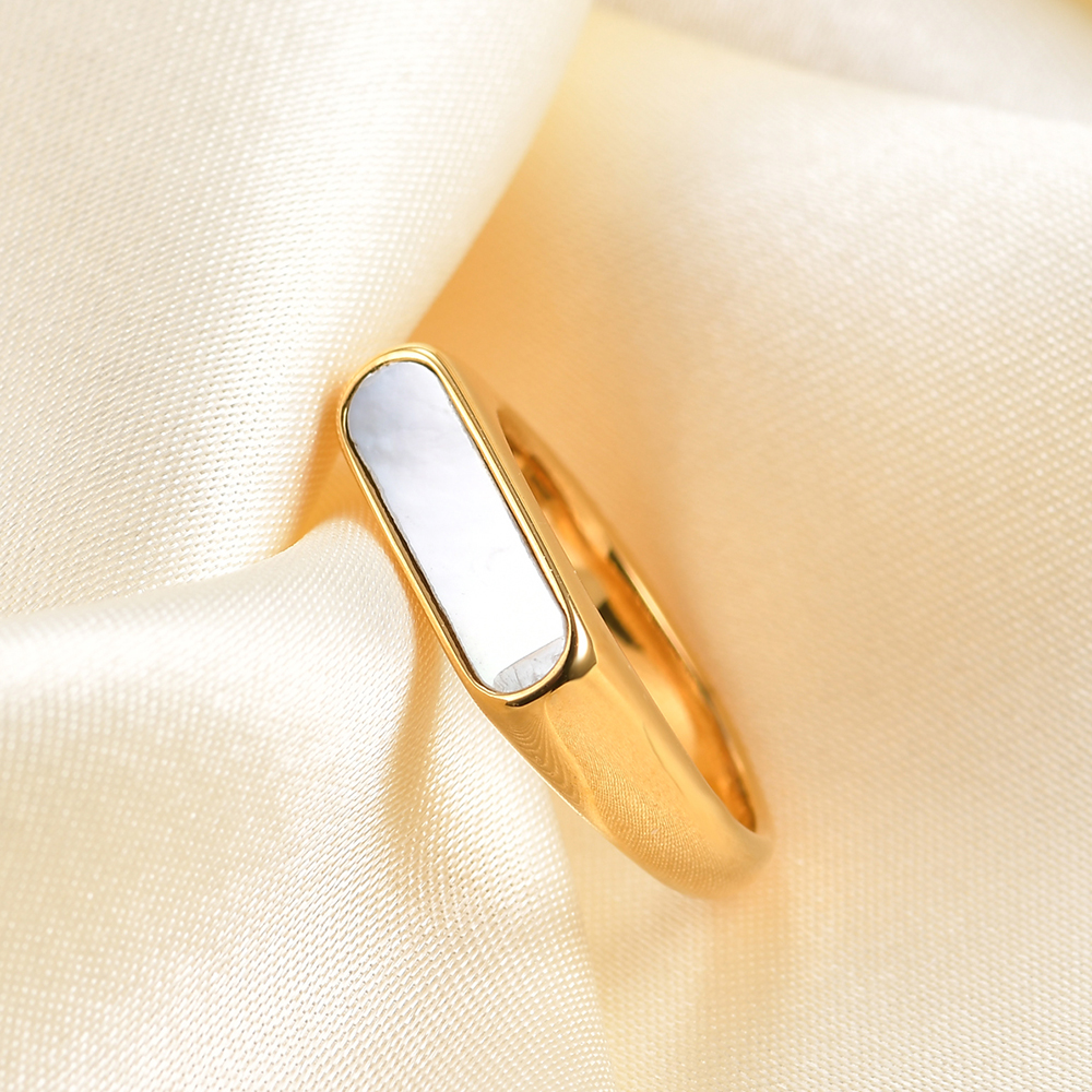 VQYSKO Anillo de nácar resistente al agua sin deslustre, anillo de sello, barra delicada, hermoso para ella, joyería grapa