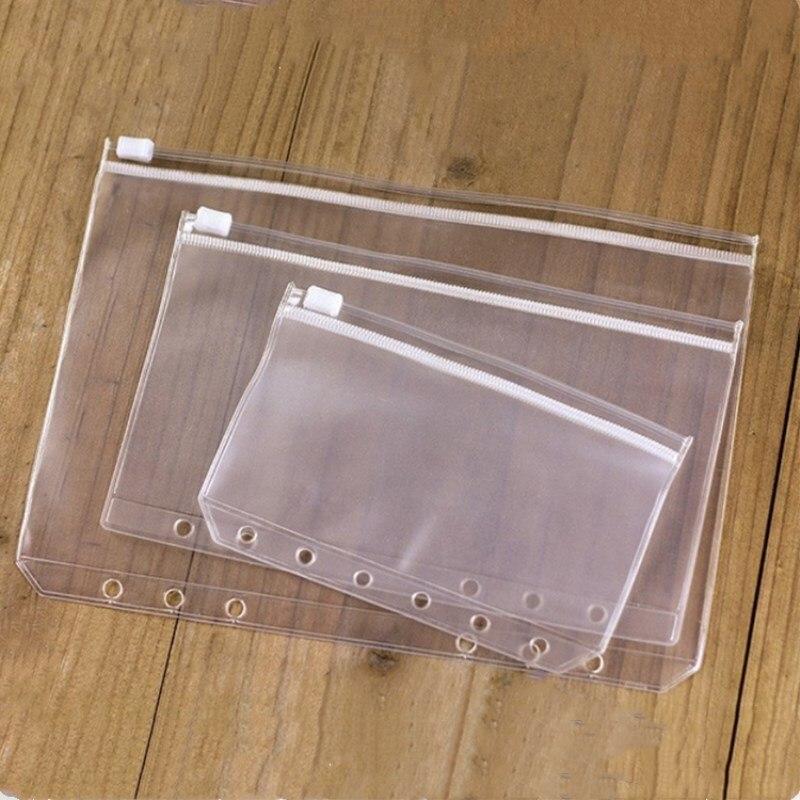5pcs/lot File Organizer Storage Folder Standard Transparent PVC Loose Leaf Pouch with Self-Styled Zipper Filing Binder Document