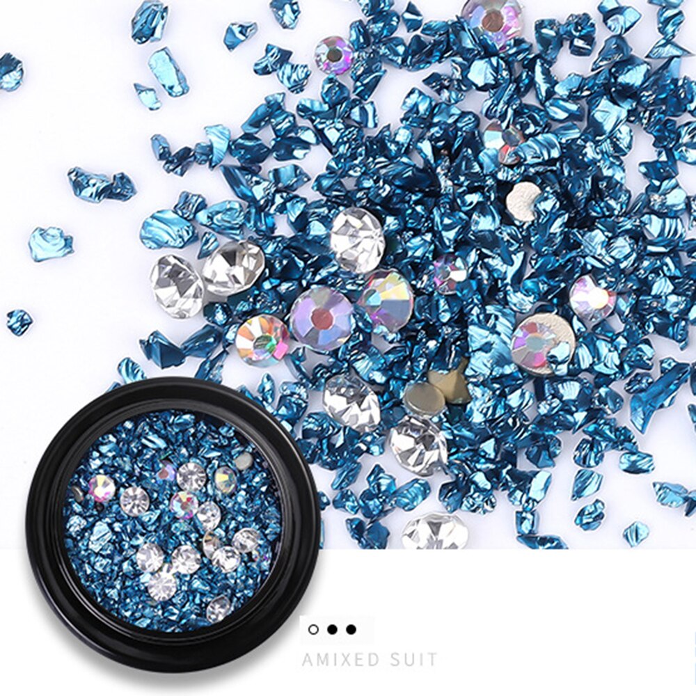 Nail art smykker luksus mine sort mikro bor hybrid sort knækket bor net rød 3d diamant krystal sand negle art dekoration