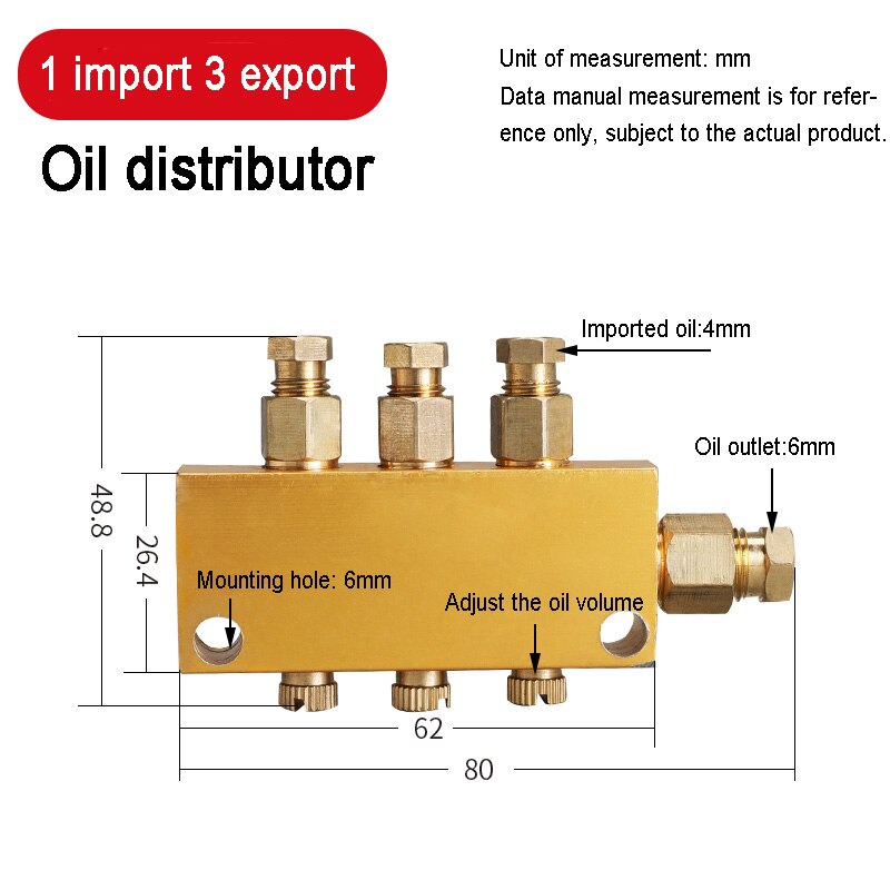 Pneumatic adjustable oil distributor Adjustable oil drain distributo rLubrication system distribution valve 6mm In 4mm Out: 1-3