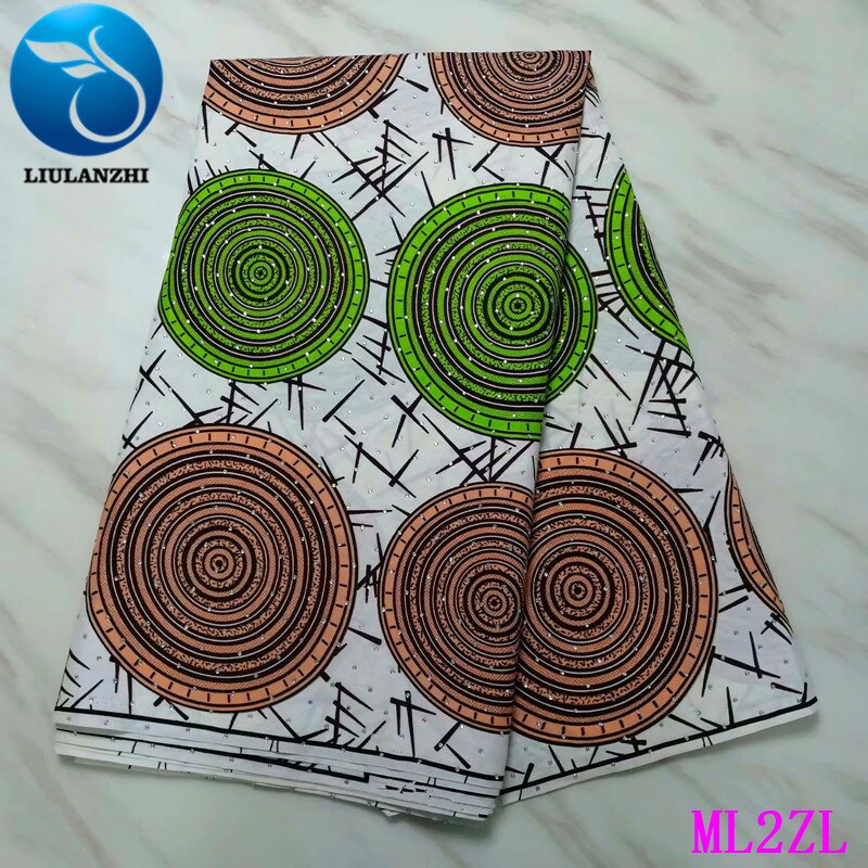 LIULANZHI tejido Ankara encerado poliéster estampado africano tela 6 yardas/pieza nueva cera de poliéster con piedras ML2ZL36: ML2ZL46
